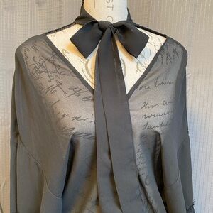 Wild Fable Black Sheer Bow Blouse